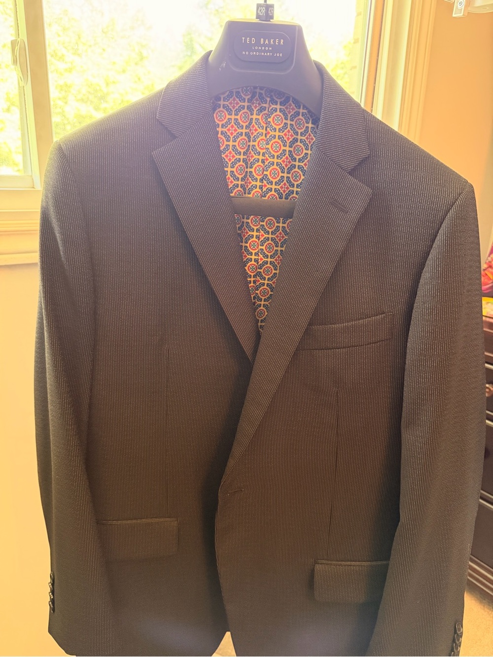Custom Men’s Navy Blue Textured Blazer